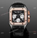 AAA Swiss Copy Cartier Santos Chronograph 42 Rose Gold-Black Diamond Case